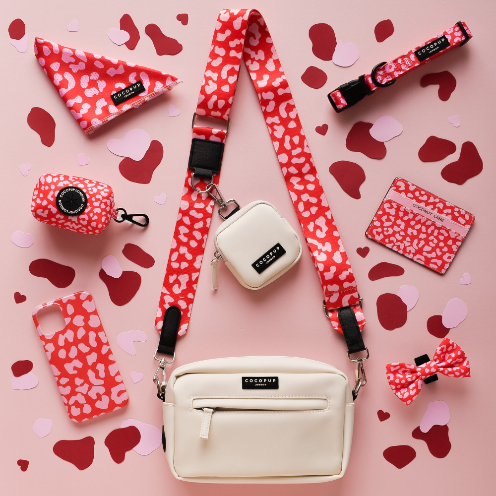 Dog Walking Bag Bundle - Red & Pink Leopard