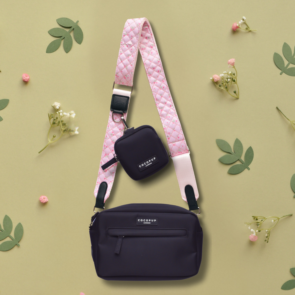 Dog Walking Bag Bundle - Quilted Ditsy Floral Pink
