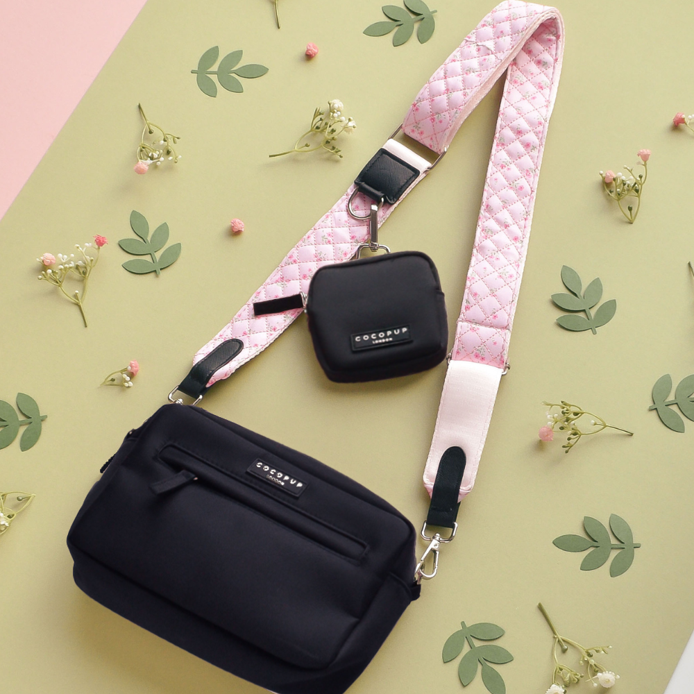 Dog Walking Bag Bundle - Quilted Ditsy Floral Pink